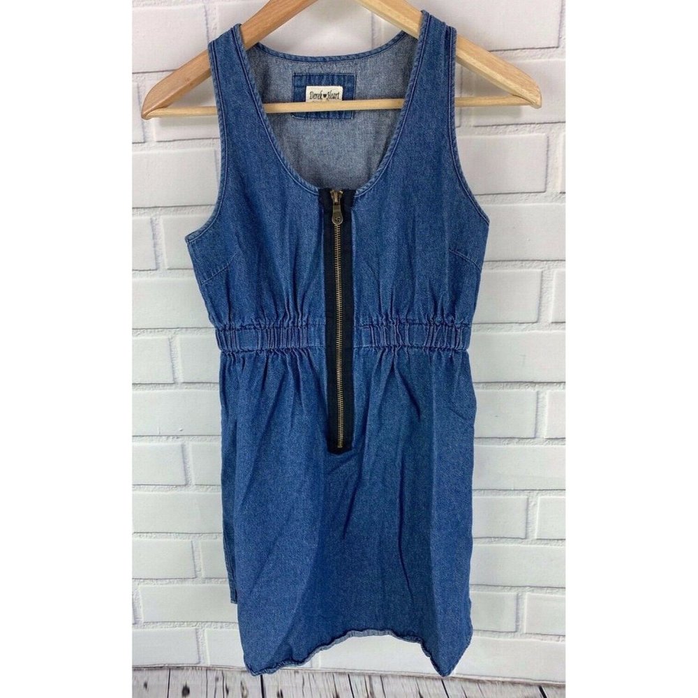 Derek Heart Denim Dress Women's Small Zip Front
